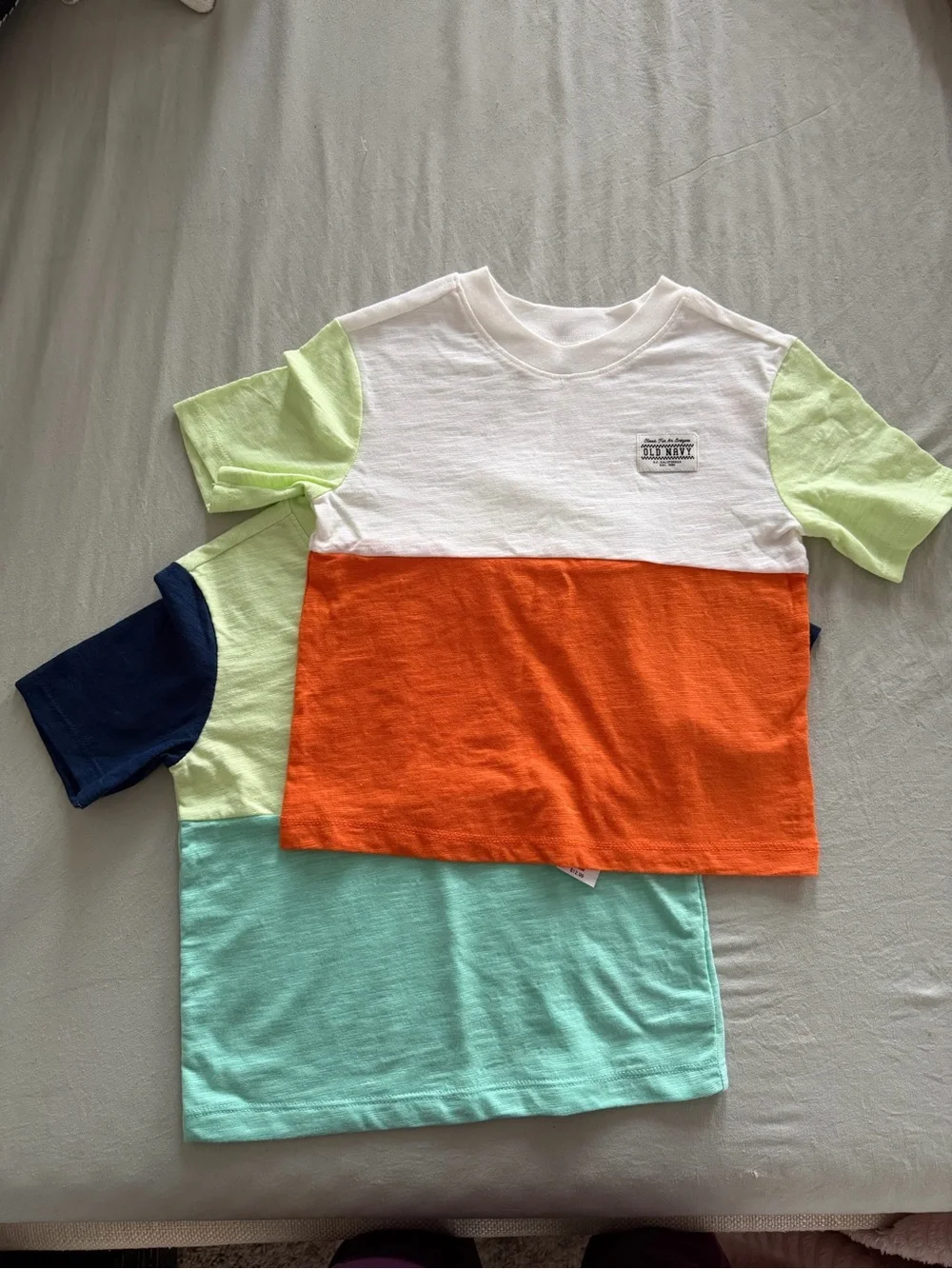 Old Navy Kids Colorblock Tees - White, Orange & Light Green